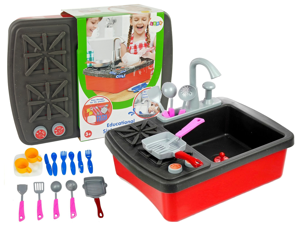 Spüle Küche mit Zubehör Pfanne Becher Löffel Teller umfangreiches Set für  Kinder, Spielzeug \ Küche & Haushaltwaren