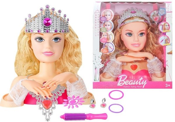  Frisierkopf mit Tiara Frisurenkopf Puppenkopf Blond Spielzeug für Kinder