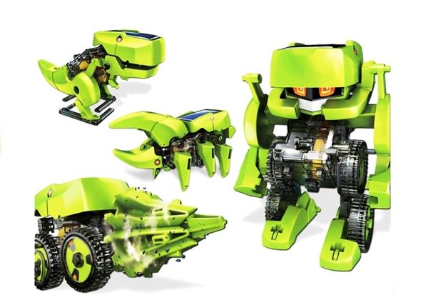 4 in 1 Solar Bausatz Kit Roboter Auto Dino Insekt Spielzeug für Kinder 