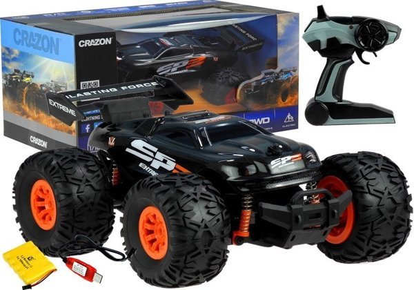 Auto Monster Truck Ferngesteuertes Auto 15km/h 2,4G 2-Rad-Antrieb Set Schwarz