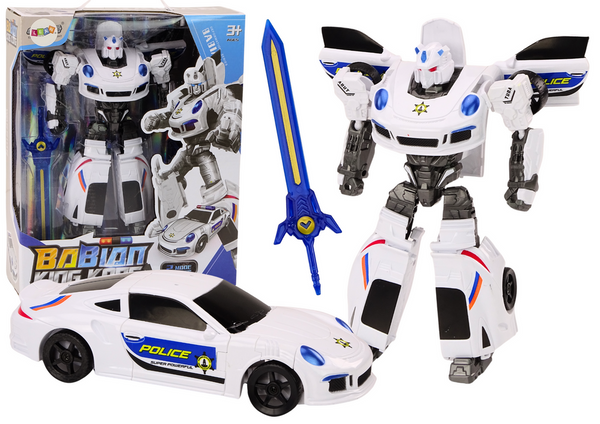Auto-Robot 2in1 Transformation Polizeiauto Weiß