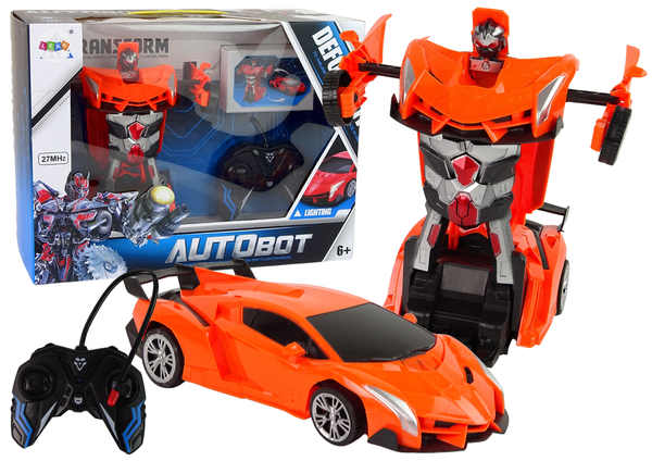 Auto Roboter Transformers 2in1 Pilot R/C Licht-Klang-Drift Orange Farbe