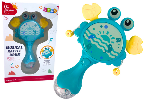 Babykrabbe Rassel Trommel Lichter Melodien Blau