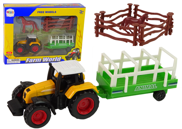 Bauernhof-Set Traktor Anhänger Pferd 1:64