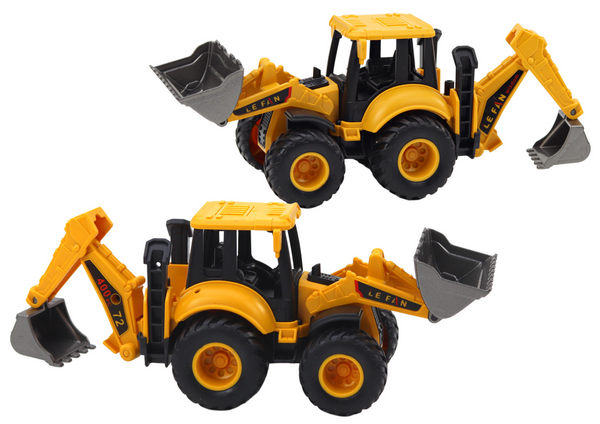 Baufahrzeug-Bagger, Zwei-Löffel-Anpassung, Gelb
