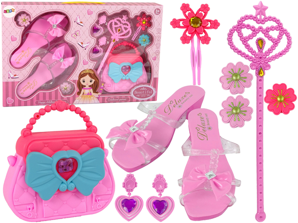 Beauty-Set Pantoffel Handtasche Rosa Manschettenknöpfe