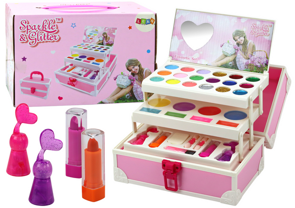 Beauty-Set im Etui Lidschatten, Glitzer, Lippenstifte, Nagellack