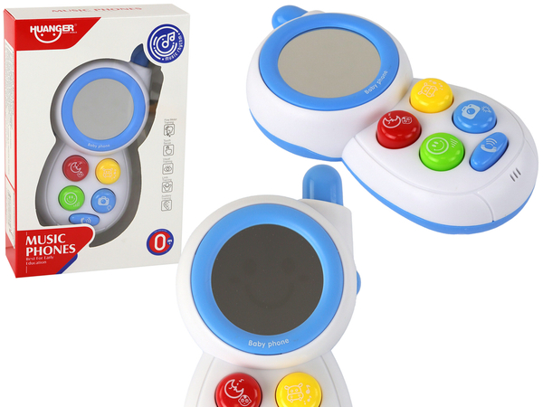 Blauer Spiegel mit interaktiven Telefonlichtern und Geräuschen für Kinder
