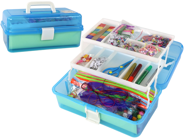 Blaues, erweiterbares Koffer-Set, künstlerisch, kreativ, Kunststoff, zum Selbermachen
