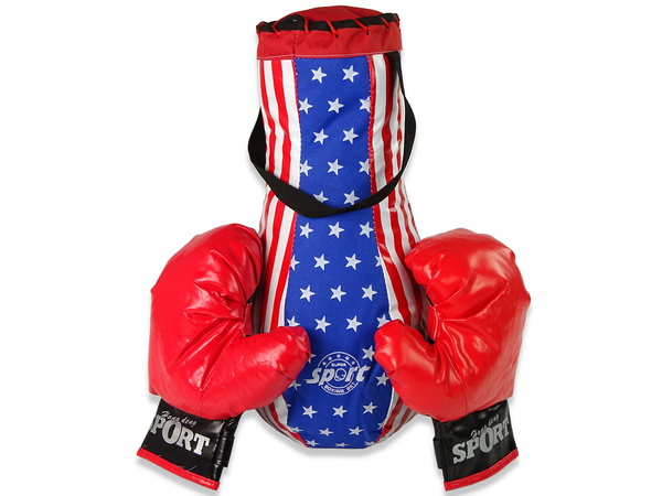 Boxset 3-tlg Boxsack Boxhandschuhe Boxtraining USA-Look Kinder Boxhandschuhen 