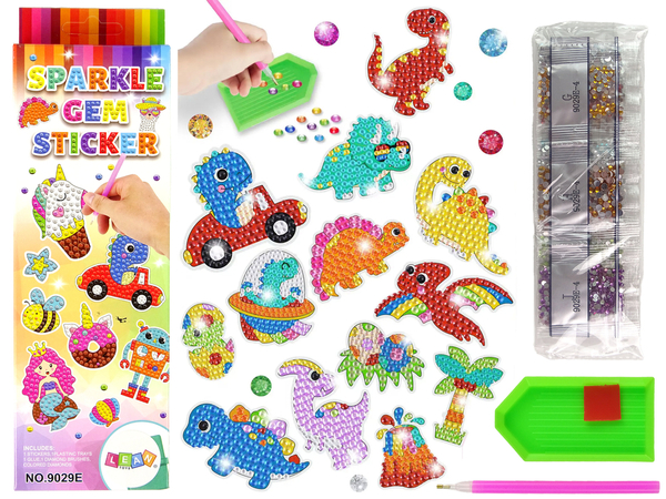 Diamant-Stickerset Dinosaurier Mosaik