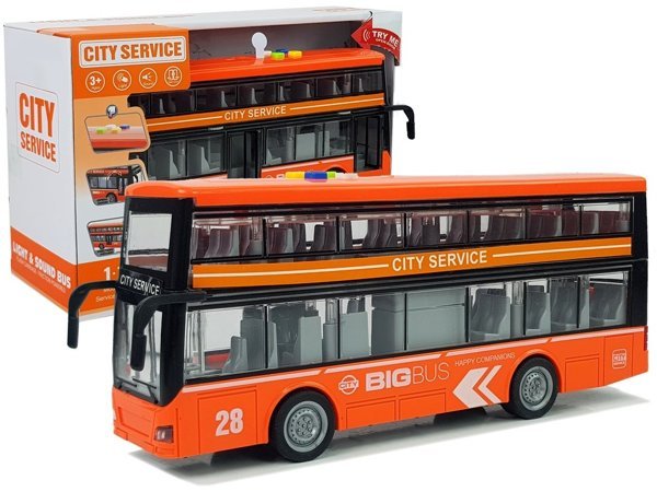 Doppeldecker-Bus mit Friction Drive Sound Lights 1:16 Orange 