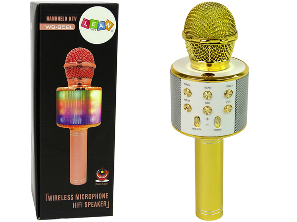 Drahtloses Mikrofon USB Lautsprecher Karaoke Aufnahme Modell WS-858 Gold