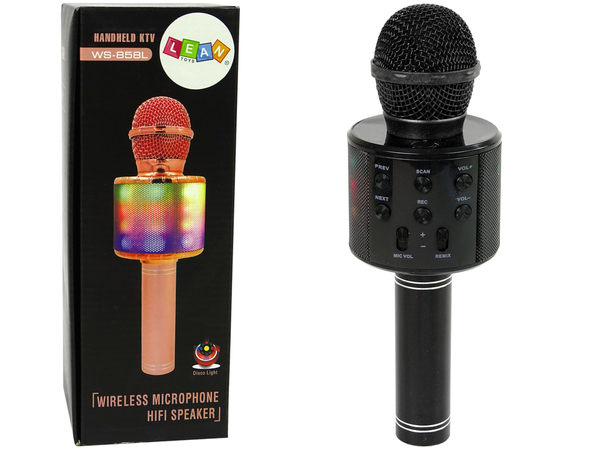 Drahtloses Mikrofon USB Lautsprecher Karaoke Aufnahme Modell WS-858 Schwarz