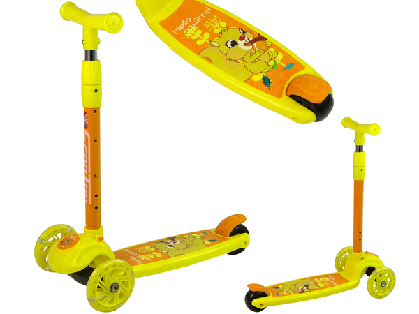 Dreirad Balance Scooter Leuchtende Räder Gelbes Eichhörnchen