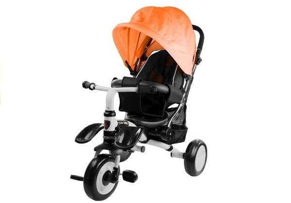 Dreirad PRO400 Orange Liegefunktion Lenkstange Schaumstoffräder Kinderdreirad