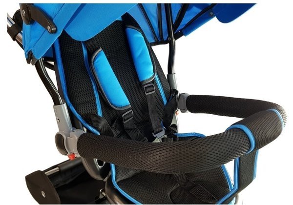 Dreirad PRO600 Blau Lenkstange Sonnenschutzdach Stoßdämpfer Kinderdreirad