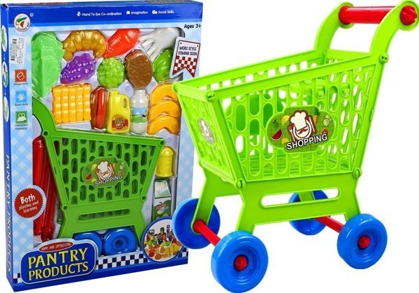 Einkaufswagen mit Lebensmittel großes Set Spielzeug für Kinder 