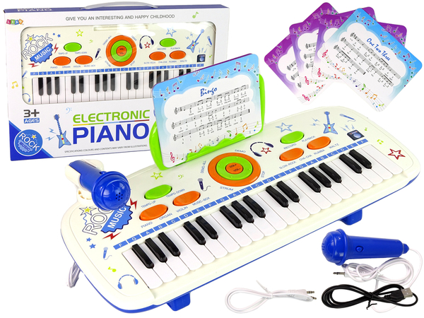 Elektrisches Klavier Keyboard für Kinder Blau USB MP3 Noten