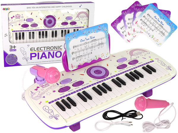 Elektrisches Klavier Keyboard für Kinder Rosa USB MP3 Noten