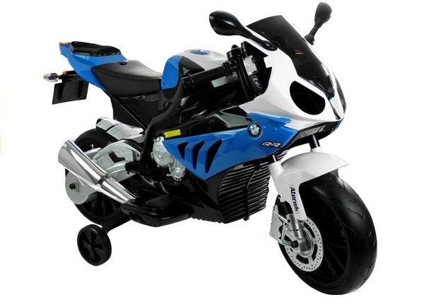 Elektromotorrad für Kinder BMW S1000RR Blau Ledersitz EVA-Reifen Motorrad