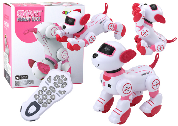 Ferngesteuerter interaktiver Roboterhund, der tanzend den Befehlen folgt, Pink
