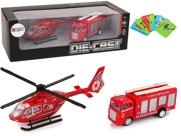 Feuerwehr-Hubschrauber Nachziehset Rot