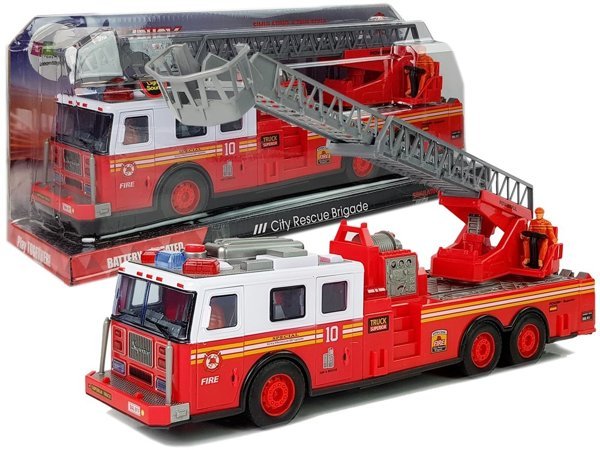 Feuerwehr mit Friktionsantrieb Lichteffekte Schallschutztüren Öffnungsglasscheiben Ausziehbare Leiter 38cm