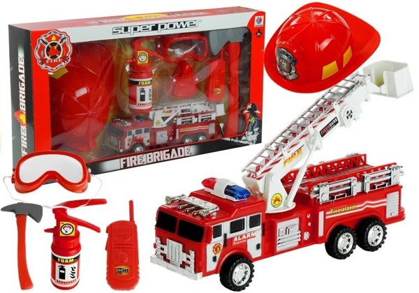 Feuerwehrmann Set Feuerwehr Zubehör Feuerwehrfahrzeug für Kinder Helm Spielzeug