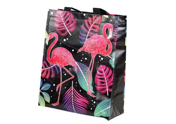 Flamingos-Geschenktüte, Schwarz, 30,5 cm x 24,5 cm x 10 cm