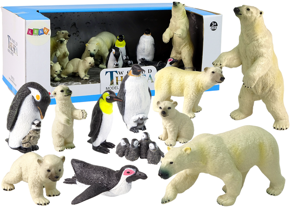 Großer Satz mit 12 Figuren Tiere des Polarkreises Polarkreis-Tiere
