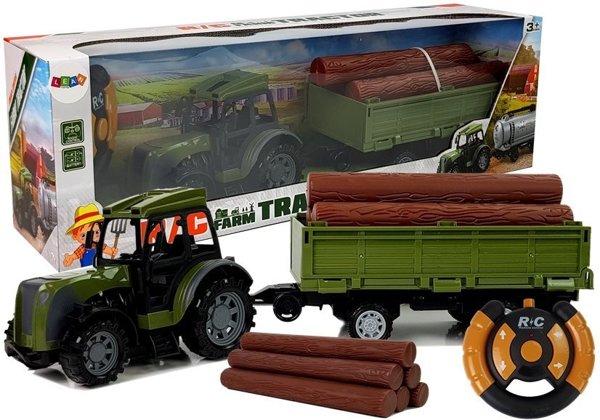 Grüner Traktor mit Holzballenanhänger 2.4G Ferngesteuert
