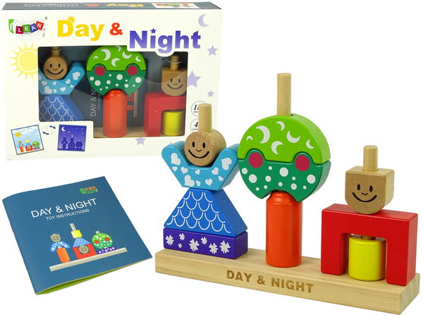 Holzklötze Tag & Nacht Smileys Spiel 48 Variationen