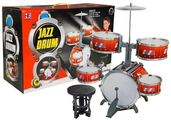 Jazz Drum Schlagzeug Spielzeug 5 Trommeln Becken Musikinstrument für Kinder 3+