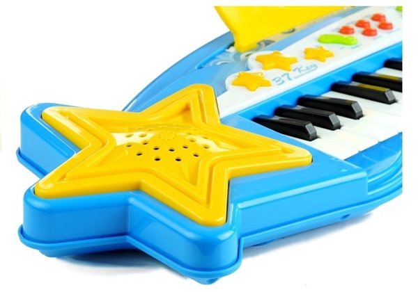 Keyboard Hocker 37 Tasten MP3 Mikrofon Blau Spielzeug Musik