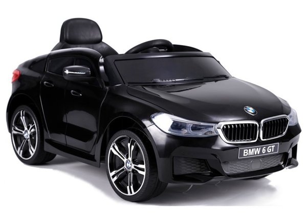 Kinderauto BMW 6 GT Schwarz Ledersitz EVA-Reifen Stoßdämpfer 2x12V