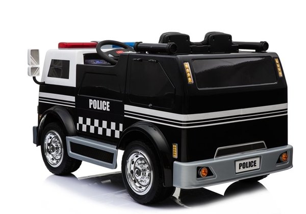 Kinderfahrzeug Polizei Schwarz Elektroauto Ledersitz EVA-Reifen Auto Polizeiauto