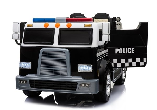 Kinderfahrzeug Polizei Schwarz Elektroauto Ledersitz EVA-Reifen Auto Polizeiauto