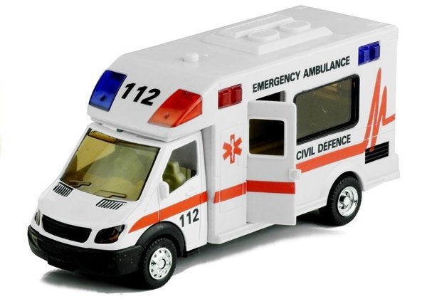 Krankenwagen Rettungswagen Notarztwagen mit Rückzug Sound Licht Modellauto 