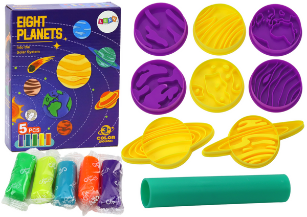Kunststoffset mit Play-Doh-Formen für 8 Planeten, 5 Farben