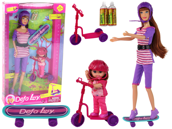 Lucy Doll Set Lila Roller-Skateboard-Helme
