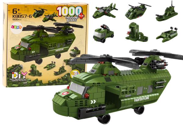 Militärhubschrauber-Block-Set Militärgrün 1000-tlg