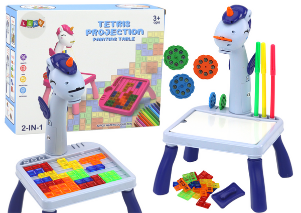 Mini-Projektor Tetris Tisch 2in1 Blaues Einhorn