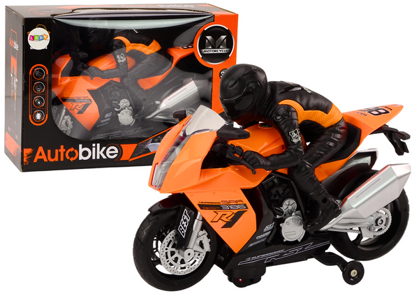 Motorrad mit Motorradfahrerlichtern ertönt Hindernissensor Orange