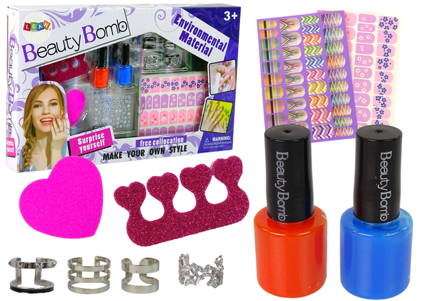 Nagellackier-Set Nagellacke Glitzer-Sticker Ringe