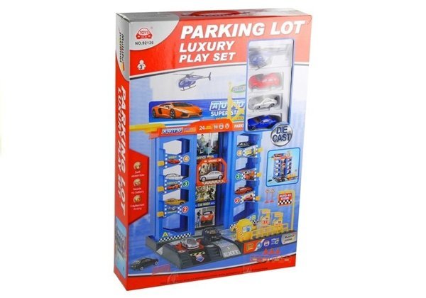 Parkhaus Garage Spielzeugauto Parkgarage Parking 3 Autos Hubschrauber Set