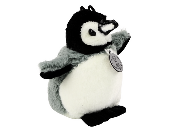 Pinguin-Maskottchen-Anhänger, 16 cm, Plüsch, grau, Kuscheltier