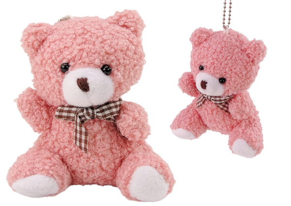 Plüsch-Rosa kleiner Teddybär, kuscheliges Maskottchen-Schlüsselanhänger, 10 cm