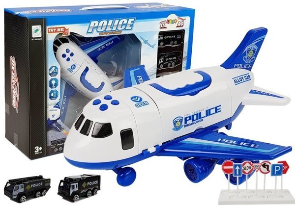 Polizei Faltflugzeug mit Autos 1:64 mit Lichtern und Geräuschen