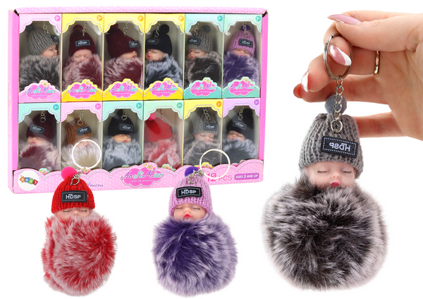 Pompom-Puppen-Schlüsselanhänger für Schlüssel, Handtaschen, verschiedene Farben